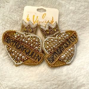 Birthday Queen Pierced earrings.